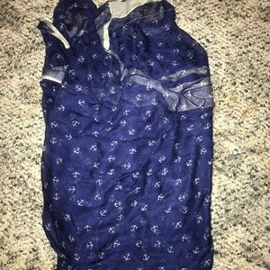 Navy blue with anchor blanket scarf